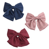 Set of 6 Big Satin Solid 8 Inch Bow Hair Clips Women Barrettes Oversize stylish big bow clips make