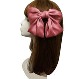 Set of 6 Big Satin Solid 8 Inch Bow Hair Clips Women Barrettes Oversize stylish big bow clips make