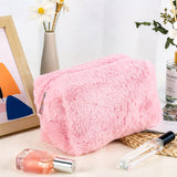 Makeup Bag for Women Medium Travel Cosmetic Bag Cute Plush Pink Makeup Pouch for Purse Zipper Toiletry Bag Organizer Cute In Australia - Darrahopens