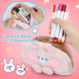 Pencil Case Cute Plush Bear Pencil Case Cute Aesthetic Pencil Pouch Large Pencil Holder Kawaii Stuff (pink)