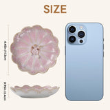 Jewelry Dish Lotus Leaf Shape Ring Holder Trinket Tray Key Bowl Ceramic Decorative Plate(Petals-Pink)