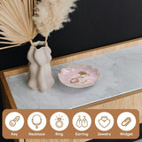 Jewelry Dish Lotus Leaf Shape Ring Holder Trinket Tray Key Bowl Ceramic Decorative Plate(Petals-Pink)