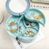 Rotatable Jewelry Boxes for Women Multi-Layer Storage Box Earring Necklace Jewelry Organizer Ring Box Jewelry  Organizer  (Blue)