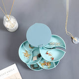 Rotatable Jewelry Boxes for Women Multi-Layer Storage Box Earring Necklace Jewelry Organizer Ring Box Jewelry  Organizer  (Blue)