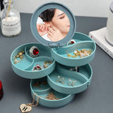 Rotatable Jewelry Boxes for Women Multi-Layer Storage Box Earring Necklace Jewelry Organizer Ring Box Jewelry  Organizer  (Blue)