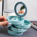 Rotatable Jewelry Boxes for Women Multi-Layer Storage Box Earring Necklace Jewelry Organizer Ring Box Jewelry  Organizer  (Blue)