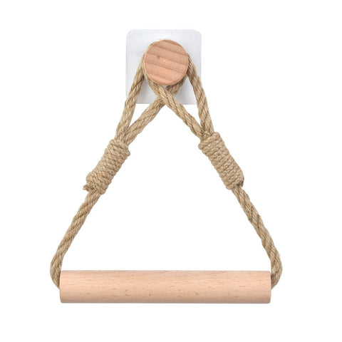 Home Toilet Roll Holder Creative Wood Roll Holder Country House Toilet Paper Holder Toilet Bathroom Retro Wall Mount Rope In Australia - Darrahopens