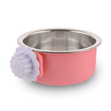 Crate Dog Bowl Removable Stainless Steel Water Food Feeder Bowls Cage Coop Cup for Cat Puppy Bird Pets (Small, Pink) In Australia - Darrahopens
