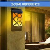 Solar Flame Lights Outdoor, Waterproof Flickering Flame Solar Lights  Solar Powered Wall Mounted Night Lights Lattice Design
