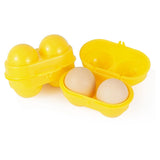 Mini Egg Holder 2 Grids Egg Storage Container Picnic Camping Egg Carrier with Fixed Handle The portable handle Yellow