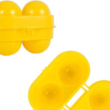 Mini Egg Holder 2 Grids Egg Storage Container Picnic Camping Egg Carrier with Fixed Handle The portable handle Yellow