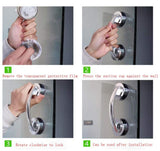 Powerful Suction Cup Glass Mirror Door Handle, Refrigerator Drawer Bathroom Suction Cup Wall handrail, Bathtub  (Silver )