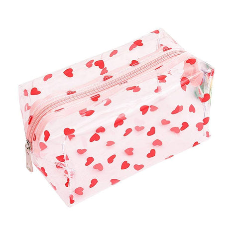 Travel Toiletry Clear Makeup Bags, Portable Makeup Brushes Kit Storage Bag, Waterproof Cartoon Organization For Women Girls(Heart) In Australia - Darrahopens