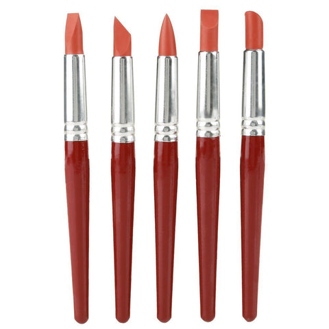 5Pcs Red Large-sized Rubber Tip Paints Silicon Brushes Sculpture Pottery Clay Shaping Carving Tool will not be easily damaged. In Australia - Darrahopens