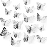 72 Pcs Silver Butterfly Decorations, 3 Sizes 3 Styles, 3D Butterfly Wall Decor, Butterfly Party Decorations, Birthday Decorations