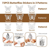72 Pcs Silver Butterfly Decorations, 3 Sizes 3 Styles, 3D Butterfly Wall Decor, Butterfly Party Decorations, Birthday Decorations