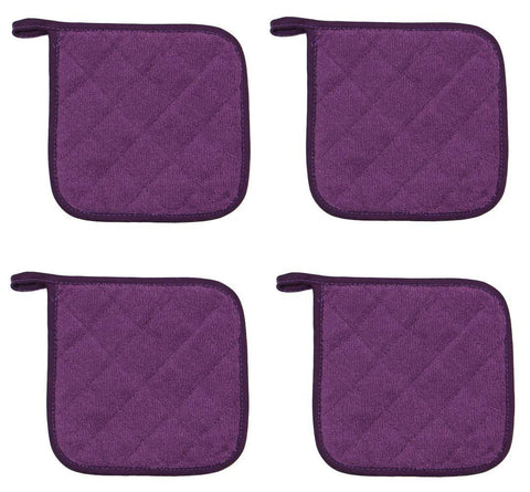 Cotton Made Machine Washable Heat Resistant Everyday Kitchen Basic Pot Holder, Hot Pads,  for Cooking and Baking Set of 4 In Australia - Darrahopens