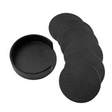 Drink Coasters Set of 6 Leather Coasters Spill Protection for Table Desk,Durable and Non Slip Leather  (Round Black Coasters) In Australia - Darrahopens