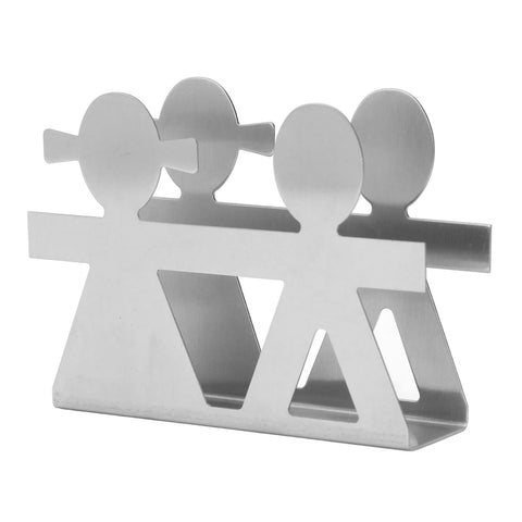 Boy Girl Hollow Pattern Wrought Iron Art Vertical Napkin Holder Paper Napkin Holder Organizer for Bars Dining Table(Silver) In Australia - Darrahopens