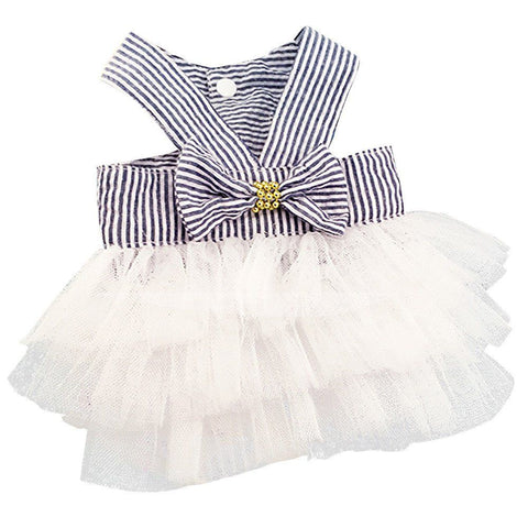 Striped Mesh Puppy Dog Princess Dresses ，Pet Cute Halter Tutu Dresses Harness Large Dog Costume Puppy Clothes for Small Dogs Girl In Australia - Darrahopens