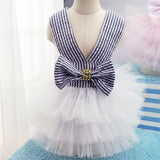 Striped Mesh Puppy Dog Princess Dresses ，Pet Cute Halter Tutu Dresses Harness Large Dog Costume Puppy Clothes for Small Dogs Girl