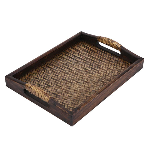 Wooden tray with handle service tray, sofa tray, food tray, dining table tray, coffee table decoration tray, spa hotel