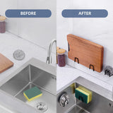 2PCS Sponge Holders for Kitchen Sink,Strong Adhesive Sink Sponge Holder - SUS304 Stainless Steel Waterproof Sponge Holder Sink Caddy