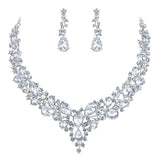 Women's Wedding Bridal Austrian Crystal Teardrop Cluster Statement Necklace Dangle Earrings Jewelry Set In Australia - Darrahopens