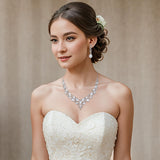 Women's Wedding Bridal Austrian Crystal Teardrop Cluster Statement Necklace Dangle Earrings Jewelry Set In Australia - Darrahopens