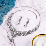 Women's Wedding Bridal Austrian Crystal Teardrop Cluster Statement Necklace Dangle Earrings Jewelry Set In Australia - Darrahopens