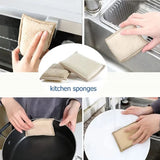 6PCS Bamboo Fiber Sponge Wipe Non-Stick Oil Magic Wipe Scouring Pad Kitchen Dishwashing Brush Pot Cleaning