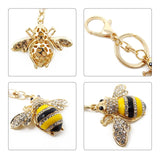 Rhinestone Little Bee Keychain Bumble Bee Sparkling Keyring Animal Key Chain Decor in A Box for Bag Purse Wallet