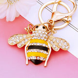 Rhinestone Little Bee Keychain Bumble Bee Sparkling Keyring Animal Key Chain Decor in A Box for Bag Purse Wallet