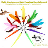 11PCS Interactive Cat Toys - Retractable Wand Toy and Feather Toys Refills for Indoor Cats to Chase and Exercise