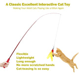 11PCS Interactive Cat Toys - Retractable Wand Toy and Feather Toys Refills for Indoor Cats to Chase and Exercise