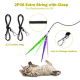 11PCS Interactive Cat Toys - Retractable Wand Toy and Feather Toys Refills for Indoor Cats to Chase and Exercise