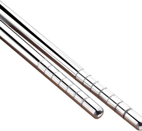 Reusable Silver Chopsticks Dishwasher Safe, Square Lightweight Non-Slip Chop Sticks Easy to Use for Home Kitchen Hotel Restaurant In Australia - Darrahopens