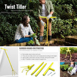 Soil Tiller Long Handle Widely Use Comfortable Grip Handheld Twist Tiller Soil Scarifier Gardening Tool for Farmhouse Yellow