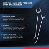 6” Pegboard Hook Organizer Kit, 50 Pack, Hanging Hooks Set for Garage Organization, Great for Wall Hanging and Shelving