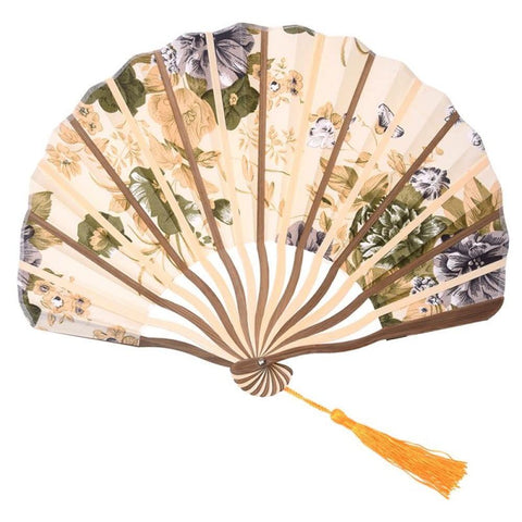Hand Fan Retro Style Handheld Folding Fans Classic Style Peony Flower Fabric Bamboo Folding Dance Hand Fan for Party Props