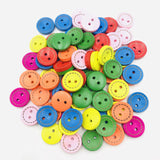 Sewing Button -50Pcs Mixed Round 2 Holes Wood Sewing Buttons Scrapbooking 15mm Dia - (Color: Multi-Colored) In Australia - Darrahopens