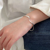 Silver Bangle Bracelet for Women Wave Beach Bracelet Adjustable Open Cuff Bangle Bracelet for Girls Stainless Steel Bracelet In Australia - Darrahopens