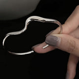 Silver Bangle Bracelet for Women Wave Beach Bracelet Adjustable Open Cuff Bangle Bracelet for Girls Stainless Steel Bracelet In Australia - Darrahopens