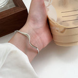 Silver Bangle Bracelet for Women Wave Beach Bracelet Adjustable Open Cuff Bangle Bracelet for Girls Stainless Steel Bracelet In Australia - Darrahopens