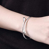 Shining Bangle Bracelets subtle elegance Perfect Jewelry Gifts Dainty Thin Cuff Bangle Bracelets for Women Adjustable (Silver)