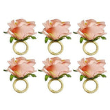 Handmade Champagne Rose 6PCS Napkin Rings for Home, Kitchen, Dining Room, Dinner Parties, Luncheons, Picnics, Weddings, Buffet