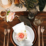 Handmade Champagne Rose 6PCS Napkin Rings for Home, Kitchen, Dining Room, Dinner Parties, Luncheons, Picnics, Weddings, Buffet