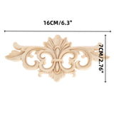 Wood Appliques Decorative Center Carved Onlays, Unpainted Flower Carved Ornament Decals for Door Fireplace 16x7cm/6.3"x2.76", 2Pcs