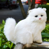 Artificial Furry Persian Cat Figurine Realistic White Kitten Home Office Desk Shelf Car Decorative Pet Statue /Synthetic Fur