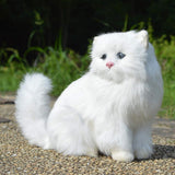 Artificial Furry Persian Cat Figurine Realistic White Kitten Home Office Desk Shelf Car Decorative Pet Statue /Synthetic Fur